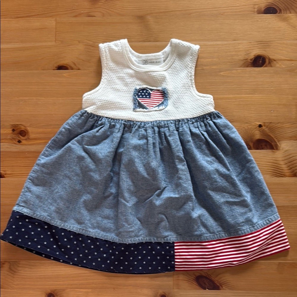 Vintage Bonnie Jean White and Blue Sleeveless Sundress Casual
